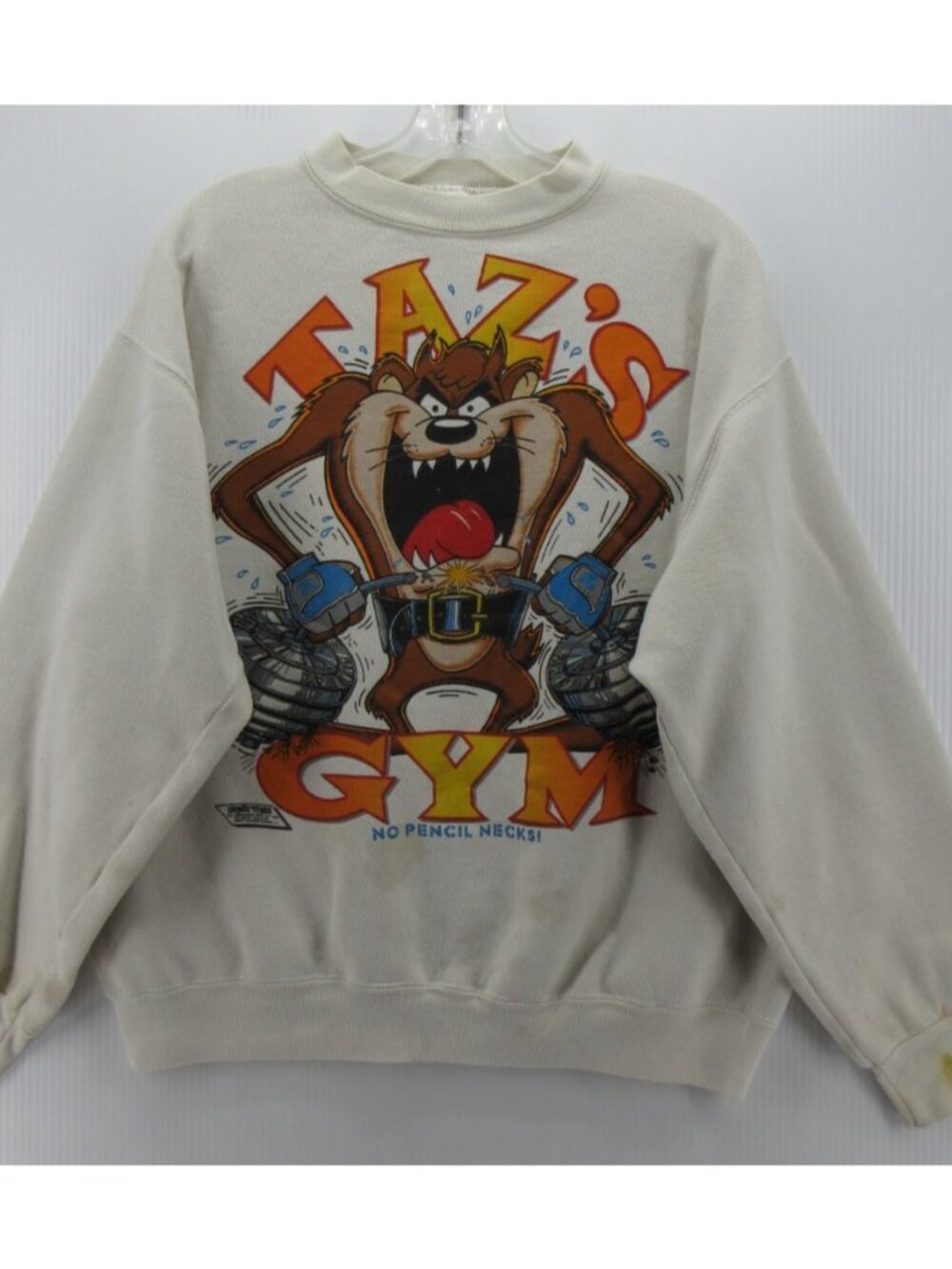 VINTAGE Taz Sweatshirt Large Tasmanian Devil Gym Looney Tunes Boxy *